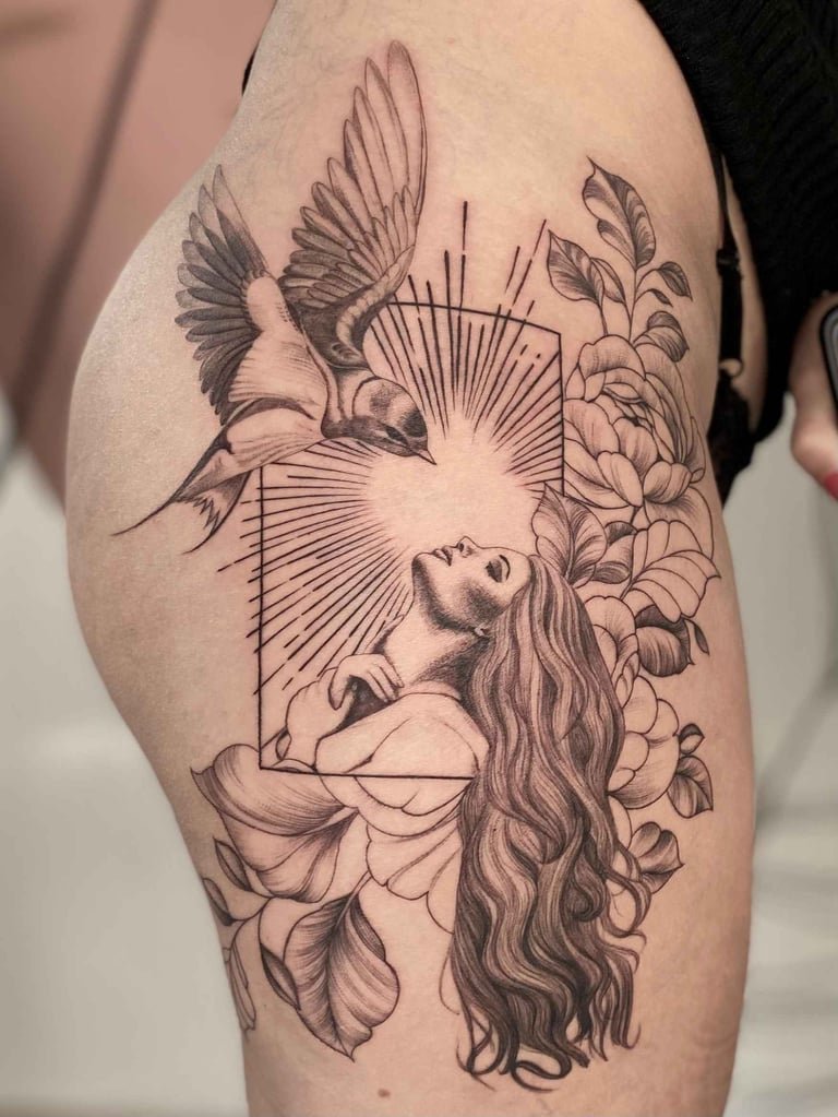 Foto de tatuagem feita por Larissa Luol (@larissaluol.tattoo)