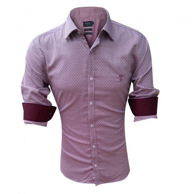 camisa masculina slim fit vermelha arrow 1851 frente