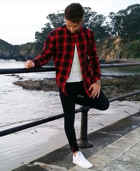 look masculino vermelho e preto2528312529